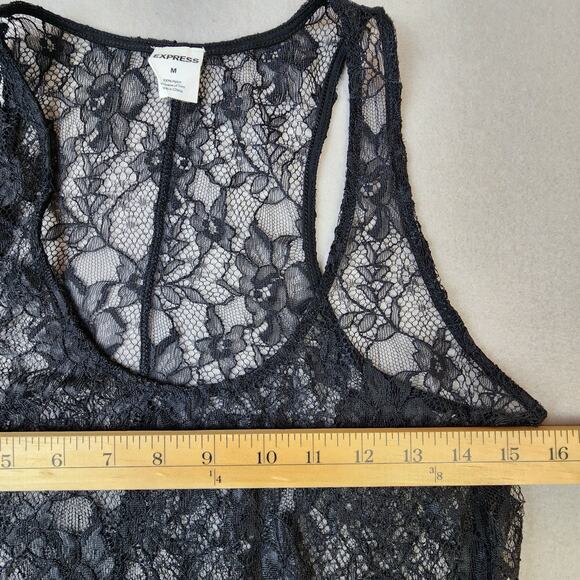 Express Black Lace See-Through Tank-Top Medium - Picture 4 of 9